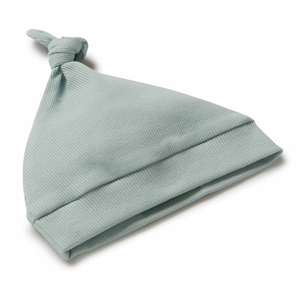 Sage | Ribbed Organic Knotted Beanie